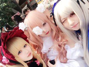 Rating: Safe Score: 0 Tags: 4girls black_hair blonde_hair blue_eyes cellphone eyepatch flower hat lips long_hair looking_at_viewer multiple_boys multiple_cosplay multiple_girls one_eye_closed phone realistic red_eyes rose smile tagme white_hair User: admin