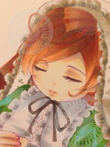 Rating: Safe Score: 0 Tags: 1girl auto_tagged bangs closed_eyes dress frills image neck_ribbon ribbon simple_background solo suiseiseki traditional_media User: admin
