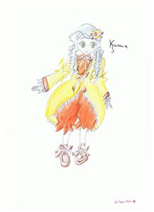 Rating: Safe Score: 0 Tags: 1girl artist_name dress frills full_body green_eyes image kanaria long_sleeves looking_at_viewer orange_dress personification solo standing User: admin