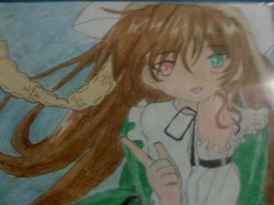 Rating: Safe Score: 0 Tags: 1girl bangs brown_hair dress heterochromia image index_finger_raised long_hair long_sleeves looking_at_viewer red_eyes smile solo suiseiseki traditional_media upper_body very_long_hair User: admin