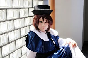 Rating: Safe Score: 0 Tags: 1girl bangs brown_hair capelet closed_mouth fur_trim green_eyes hat indoors lips looking_at_viewer short_hair solo souseiseki upper_body window User: admin