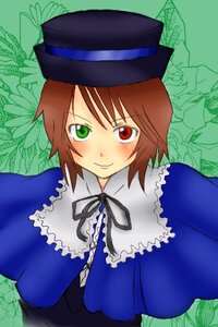 Rating: Safe Score: 0 Tags: 1girl blue_dress blush brown_hair collar dress frills green_eyes hat heterochromia image long_sleeves looking_at_viewer red_eyes short_hair smile solo souseiseki suiseiseki top_hat upper_body User: admin