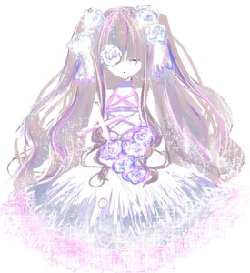 Rating: Safe Score: 0 Tags: 1girl blue_flower blue_rose choker closed_eyes dress flower hair_flower hair_ornament image kirakishou long_hair multicolored_hair purple_flower purple_rose rose solo white_flower white_rose User: admin