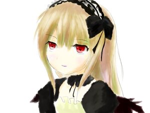 Rating: Safe Score: 0 Tags: 1girl black_dress black_ribbon black_wings blonde_hair detached_collar dress hairband image long_hair looking_at_viewer red_eyes ribbon simple_background solo suigintou upper_body white_background wings User: admin
