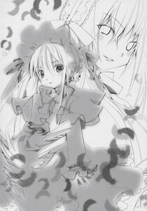 Rating: Safe Score: 0 Tags: 1girl 2girls blush doujinshi doujinshi_#112 dress frills greyscale hat image long_hair long_sleeves looking_at_viewer monochrome multiple shinku smile solo twintails very_long_hair User: admin