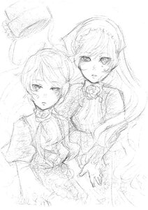 Rating: Safe Score: 0 Tags: 2girls auto_tagged dress flower frills greyscale image long_hair monochrome multiple_girls pair short_hair sketch souseiseki suiseiseki User: admin