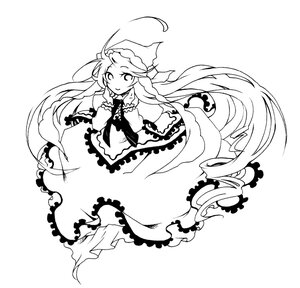 Rating: Safe Score: 0 Tags: 1girl ahoge auto_tagged dress frilled_dress frills greyscale hat image long_hair long_sleeves monochrome smile solo striped suiseiseki vertical_stripes very_long_hair User: admin