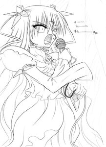 Rating: Safe Score: 0 Tags: 1girl barasuishou dress frills greyscale hair_ribbon image long_hair microphone monochrome music open_mouth ribbon rose singing solo very_long_hair User: admin