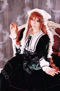 Rating: Safe Score: 0 Tags: 1girl dress frills gothic_lolita head_scarf lace lips lolita_fashion long_hair long_sleeves looking_at_viewer ribbon smile solo suiseiseki veil User: admin