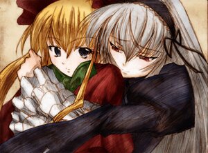 Rating: Safe Score: 0 Tags: 2girls blonde_hair dress frills hairband hug image juliet_sleeves long_hair long_sleeves looking_at_viewer multiple_girls pair shinku suigintou yuri User: admin