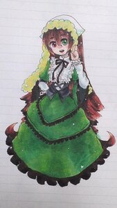 Rating: Safe Score: 0 Tags: 1girl brown_hair dress frills green_dress green_eyes heterochromia image long_hair long_sleeves looking_at_viewer open_mouth rain red_eyes ribbon solo suiseiseki very_long_hair User: admin