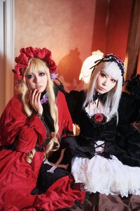 Rating: Safe Score: 0 Tags: 2girls blonde_hair blue_eyes bonnet dress flower frills gothic_lolita hat lolita_fashion long_hair long_sleeves looking_at_viewer multiple_cosplay multiple_girls photo red_dress red_eyes rose shinku silver_hair sitting suigintou tagme User: admin