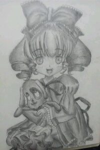 Rating: Safe Score: 0 Tags: 1girl bow detached_sleeves frills greyscale hair_bow hair_tubes hakurei_reimu hinaichigo image looking_at_viewer monochrome open_mouth photo skirt smile solo traditional_media User: admin