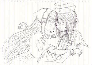 Rating: Safe Score: 0 Tags: 2girls blush bow crying dress image long_hair monochrome multiple_girls pair short_hair smile souseiseki striped suiseiseki tears yuri User: admin