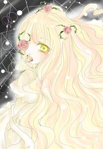 Rating: Safe Score: 0 Tags: 1girl blonde_hair flower green_eyes hair_flower hair_ornament image kirakishou long_hair pink_flower pink_rose red_flower red_rose rose solo thorns vines wavy_hair User: admin