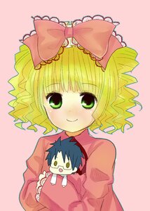 Rating: Safe Score: 0 Tags: 1girl blonde_hair blush bow character_doll doll glasses green_eyes hair_bow hina_ichigo hinaichigo holding_doll image long_sleeves looking_at_viewer pink_background ribbon short_hair smile solo upper_body User: admin