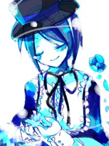 Rating: Safe Score: 0 Tags: 1girl closed_eyes closed_mouth hat image monochrome peaked_cap short_hair smile solo souseiseki upper_body User: admin