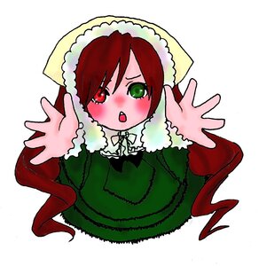Rating: Safe Score: 0 Tags: 1girl :o bangs blush bow dress green_dress green_eyes hat heterochromia image large_breasts long_sleeves looking_at_viewer open_mouth red_eyes simple_background solo suiseiseki upper_body white_background User: admin
