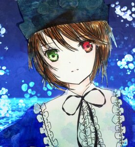 Rating: Safe Score: 0 Tags: 1girl bangs brown_hair bubble eyebrows_visible_through_hair flower frills green_eyes hat image looking_at_viewer red_eyes ribbon short_hair solo souseiseki suiseiseki User: admin