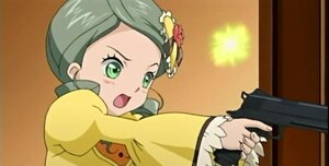 Rating: Safe Score: 0 Tags: 1girl flower green_eyes green_hair gun hair_flower hair_ornament handgun holding holding_gun holding_weapon image kanaria long_sleeves open_mouth solo upper_body weapon User: admin