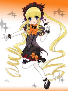 Rating: Safe Score: 0 Tags: 1girl black_footwear blonde_hair blue_eyes bonnet bow dress drill_hair full_body gothic_lolita image lolita_fashion long_hair looking_at_viewer pantyhose shinku shoes solo sparkle twin_drills twintails very_long_hair white_legwear User: admin