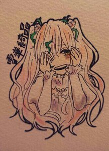 Rating: Safe Score: 0 Tags: 1girl auto_tagged hands_on_own_cheeks hands_on_own_face image kirakishou long_hair open_mouth smile solo traditional_media User: admin