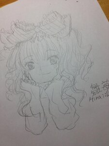 Rating: Safe Score: 0 Tags: 1girl bow graphite_(medium) hair_bow hakurei_reimu hinaichigo image long_hair looking_at_viewer monochrome photo signature sketch smile solo traditional_media User: admin