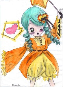Rating: Safe Score: 0 Tags: 1girl auto_tagged bloomers blush colored_pencil_(medium) dress drill_hair flower hair_ornament heart image kanaria marker_(medium) open_mouth smile solo traditional_media twin_drills umbrella underwear User: admin