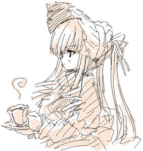 Rating: Safe Score: 0 Tags: 1girl bangs eyebrows_visible_through_hair hair_ribbon image long_hair long_sleeves monochrome oekaki ponytail profile ribbon shinku sidelocks simple_background sketch solo upper_body white_background User: admin