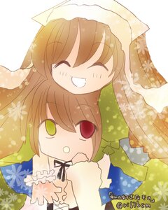Rating: Safe Score: 0 Tags: 2girls auto_tagged brown_hair closed_eyes green_eyes image long_hair multiple_girls open_mouth pair rib3bcm siblings sisters smile souseiseki suiseiseki twins User: admin