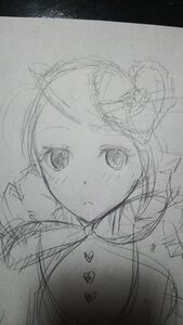 Rating: Safe Score: 0 Tags: 1girl :t hair_ornament heart image kanaria looking_at_viewer monochrome pout sketch solo traditional_media upper_body User: admin