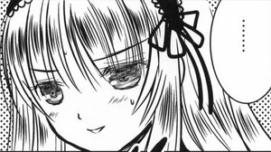 Rating: Safe Score: 0 Tags: ... 1girl blush close-up face greyscale hair_ribbon halftone halftone_background image looking_at_viewer monochrome polka_dot polka_dot_background ribbon smile solo spoken_ellipsis suigintou sweatdrop User: admin