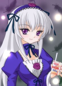 Rating: Safe Score: 0 Tags: 1girl artist_request blush detached_collar dress feathers flower frills gradient gradient_background green_background hairband holding image juliet_sleeves light_particles lolita_hairband long_hair long_sleeves looking_at_viewer mosaic_censoring puffy_sleeves purple_background purple_eyes purple_flower purple_rose ribbon rose rozen_maiden silver_hair smile solo suigintou upper_body white_hair wings User: admin