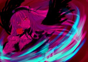 Rating: Safe Score: 0 Tags: 1girl black_wings dress feathered_wings floating_hair flower frills hairband holding image long_hair looking_at_viewer pink_eyes red_flower ribbon rose solo suigintou upper_body very_long_hair wings User: admin