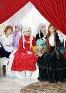 Rating: Safe Score: 0 Tags: 6+girls blonde_hair brown_hair curtains dress hair_ornament long_hair multiple_cosplay multiple_girls realistic tagme User: admin