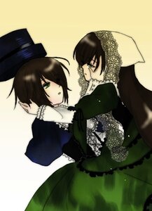 Rating: Safe Score: 0 Tags: 2girls auto_tagged black_hair brown_hair dress frills green_dress green_eyes hat image lace lolita_fashion long_hair long_sleeves multiple_girls pair siblings sisters souseiseki suiseiseki top_hat twins User: admin