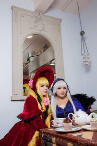 Rating: Safe Score: 0 Tags: 2girls 91076 blonde_hair blue_eyes bonnet dress hat long_hair multiple_cosplay multiple_girls painting_(object) photo realistic red_dress shinku silver_hair tagme User: admin