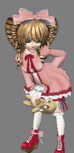 Rating: Safe Score: 0 Tags: 1girl blonde_hair bow dress frills full_body green_eyes hina_ichigo hinaichigo image pink_bow short_hair solo standing stuffed_animal transparent_background white_legwear User: admin