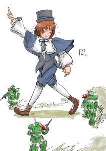 Rating: Safe Score: 0 Tags: 1girl brown_hair capelet dress green_eyes hat image long_sleeves pantyhose short_hair solo souseiseki top_hat User: admin