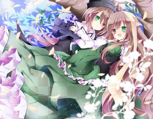 Rating: Safe Score: 0 Tags: 2girls :d auto_tagged black_dress black_headwear blurry_foreground bonnet brown_hair capelet commentary_request dress frills green_dress green_eyes hat heterochromia image juliet_sleeves long_hair long_sleeves looking_at_viewer multiple_girls nanase_nao open_mouth pair petals puffy_sleeves red_eyes ribbon rozen_maiden short_hair siblings sisters smile souseiseki suiseiseki twins very_long_hair User: admin