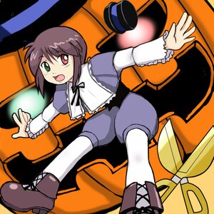 Rating: Safe Score: 0 Tags: 1girl frills green_eyes halloween hat heterochromia image jack-o'-lantern long_sleeves mini_hat open_mouth pantyhose pumpkin red_eyes solo souseiseki top_hat white_legwear User: admin