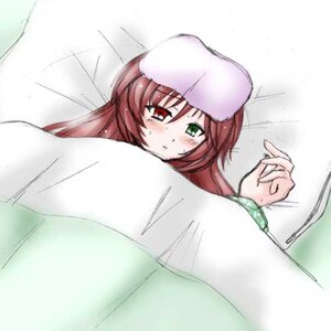 Rating: Safe Score: 0 Tags: 1girl blush green_eyes hat heterochromia image long_hair looking_at_viewer lying on_back red_eyes solo souseiseki suiseiseki User: admin