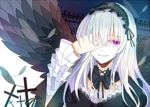 Rating: Safe Score: 0 Tags: 1girl black_dress black_feathers black_wings dress feathered_wings feathers frills hairband image long_hair long_sleeves looking_at_viewer pink_eyes ribbon silver_hair smile solo suigintou wings User: admin