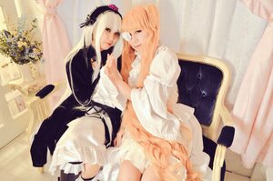 Rating: Safe Score: 0 Tags: 2girls blonde_hair curtains dress flower hairband lips long_hair long_sleeves multiple_cosplay multiple_girls siblings sitting suigintou tagme very_long_hair white_hair User: admin