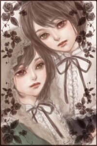 Rating: Safe Score: 0 Tags: 2girls flower hat heterochromia image lace letterboxed lips looking_at_viewer multiple_girls neck_ribbon pair ribbon rose siblings sisters souseiseki suiseiseki symmetry twins white_flower white_rose User: admin