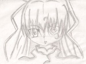 Rating: Safe Score: 0 Tags: 1girl barasuishou greyscale image long_hair looking_at_viewer monochrome simple_background solo User: admin