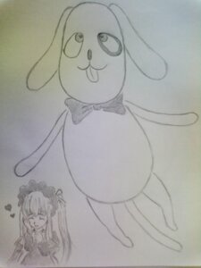 Rating: Safe Score: 0 Tags: bow bowtie closed_eyes heart image maid_headdress no_humans shinku simple_background smile solo standing traditional_media User: admin