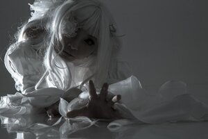 Rating: Safe Score: 0 Tags: 1girl closed_mouth flower kirakishou long_hair ribbon solo upper_body white_hair User: admin
