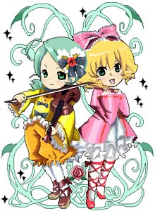 Rating: Safe Score: 0 Tags: 2girls blonde_hair bow dress electric_guitar flower frills green_eyes guitar hina_ichigo hinaichigo image instrument kanaria multiple_girls pair pantyhose pink_bow ribbon rose short_hair smile star_(symbol) striped User: admin