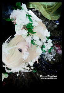 Rating: Safe Score: 0 Tags: 1girl auto_tagged black_background blonde_hair blue_eyes flower kirakishou letterboxed lips long_hair solo white_flower white_rose User: admin